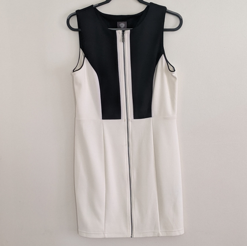 Vince Camuto Black &White Zip Front Dress  Sz. 12